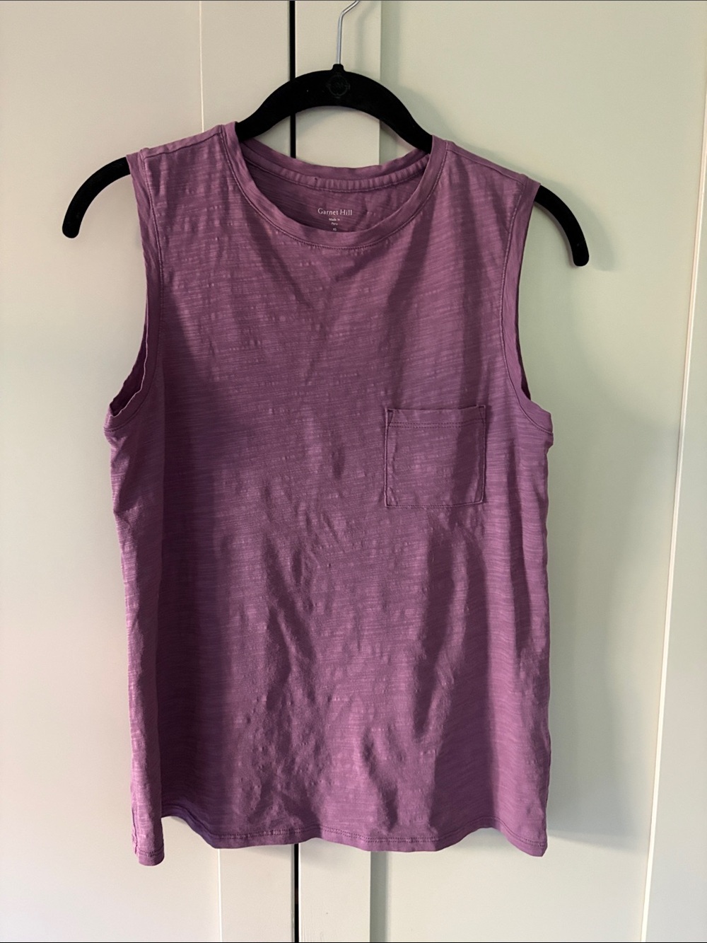 Garnet Hill Purple Sleeveless Pocket Tank organic cotton XS